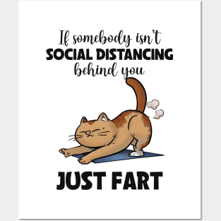 If somebody isn't social distancing just fart CAT Funny Animal Quote Hilarious Sayings Humor Gift Posters and Art